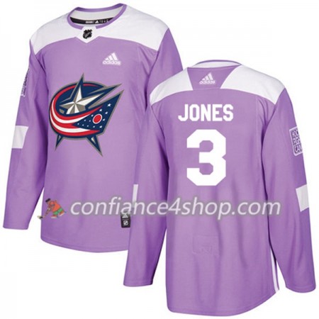 Adidas Maillot de Hockey Blue Jackets Seth Jones 3 2017-2018 Violet Fights Cancer Practice Authentic - Homme